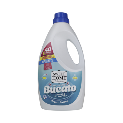 SWEET HOME DETERSIVO LIQUIDO BUCATO A MANO e LAVATRICE FRESCO COTONE 40 LAVAGGI 2000 ML