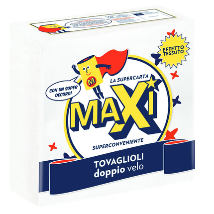 MAXI TOVAGLIOLI 38X38 2 VELI 40 PEZZI EFFETTO TESSUTO DECORATI