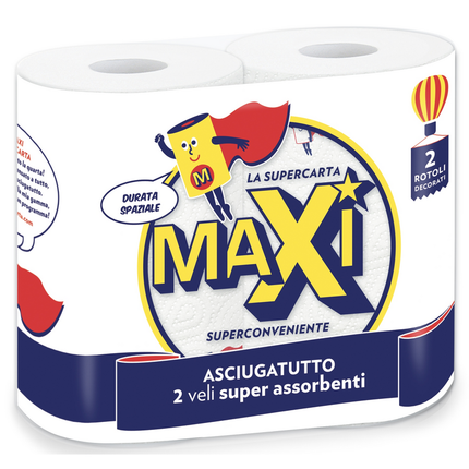 MAXI ASCIUGATUTTO 2 ROTOLI 2 VELI 95 STRAPPI DECORATO