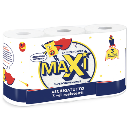 MAXI ASCIUGATUTTO 3 ROTOLI 3 VELI 65 STRAPPI