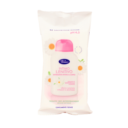 VENUS INTIMO LENITIVO 12 SALVIETTE INTIME pH4.5 CON ESTRATTO DI CAMOMILLA