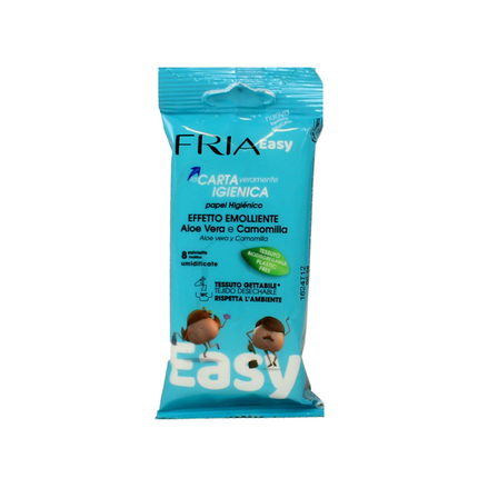 FRIA EASY CARTA IGIENICA 8 SALVIETTE UMIDIFICATE EFFETTO EMOLLIENTE CON ALOE VERA E CAMOMILLA