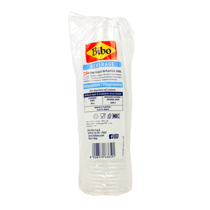 BIBO 25 BICCHIERI GLAS IN PLASTICA CAPIENZA 390 ML