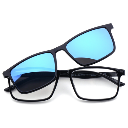 EL CHARRO OCCHIALI DA LETTURA NERO +3,50 + CLIP-ON MAGNETICO LENTI BLU SPECCHIO