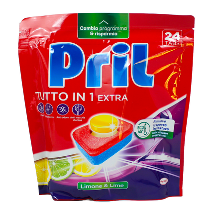 PRIL DETERSIVO LAVASTOVIGLIE TUTTO in 1 EXTRA LIMONE & LIME 24 TABS