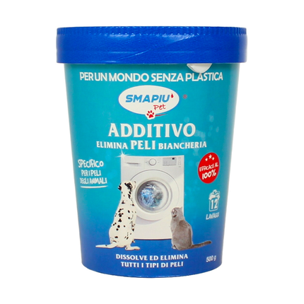 SMAPIU PET ADDITIVO IN POLVERE ELIMINA PELI BIANCHERIA BARATTOLO CARTA 500 GRAMMI