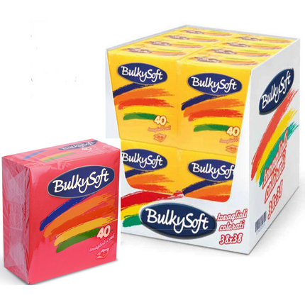 BULKYSOFT BOX TOVAGLIOLI 38x38 COLORE ROSSO 2 VELI 40 PEZZI TRAMA IN TESSUTO