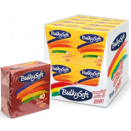 BULKYSOFT BOX TOVAGLIOLI 38x38 COLORE BORDEAUX 2 VELI 40 PZ TRAMA IN TESSUTO