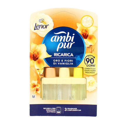 AMBIPUR 3 VOLUTION RICARICA ORO E FIORI DI VANIGLIA 20 ML DURATA FONO A 90 GIORNI