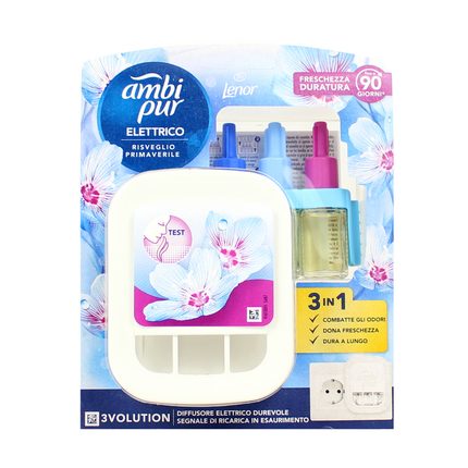 AMBIPUR 3 VOLUTION DIFFUSORE ELETTRICO + RICARICA RISVEGLIO PRIMAVERILE 20 ML DURATA FINO A 90 GIORNI