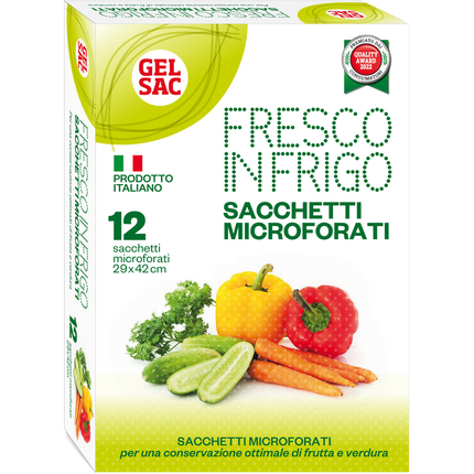 GEL SAC 12 SACCHETTI MICROFORATI FRESCO IN FRIGO 29x42 CM