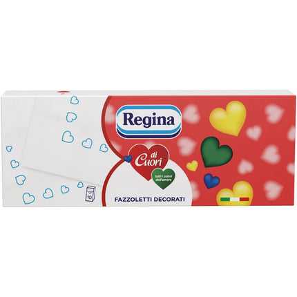 REGINA di CUORI FAZZOLETTI DECORATI 10 PACCHETTI DA 9 FAZZOLETTI 4 VELI