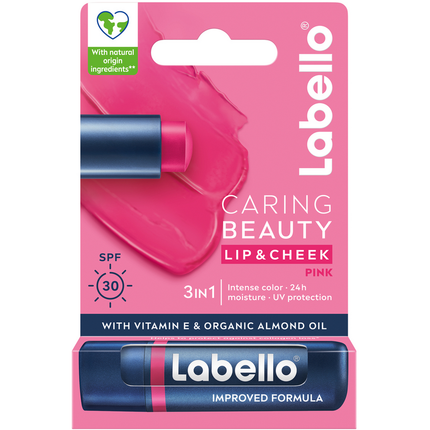 LABELLO CARING BEAUTY 3in1 SPF30 VITAMINA E & OLIO DI MANDORLA BIO PINK COLOR