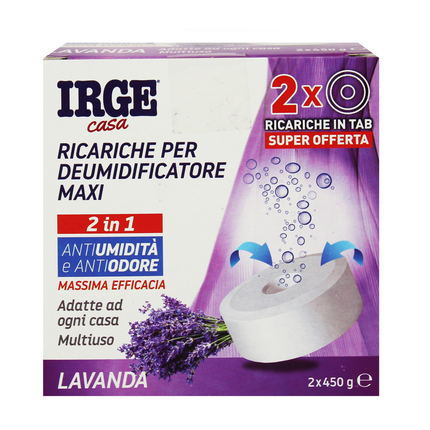 IRGE CASA RICARICHE PER DEUMIDIFICATORE 2 IN 1 MAXI TAB 2 x 450 grammi LAVANDA