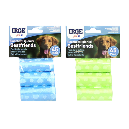 IRGE PET SACCHETTI IGIENICI CON LACCI 45 PEZZI ASSORTITI IN 2 COLORI