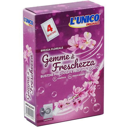 L'UNICO ORIGINALE GEMME DI FRESCHEZZA PROFUMA BUCATO LAVATRICE BREZZA FLOREALE 4 BUSTINE
