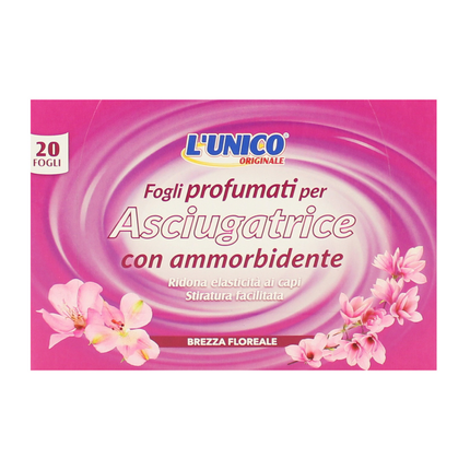 L'UNICO ORIGINALE 20 FOGLI PROFUMATI BREZZA FLOREALE PER ASCIUGATRICE CON AMMORBIDENTE
