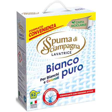 SPUMA DI SCIAMPAGNA FUSTO DETERSIVO POLVERE BUCATO LAVATRICE BIANCO PURO 92 LAVAGGI 4140 grammi