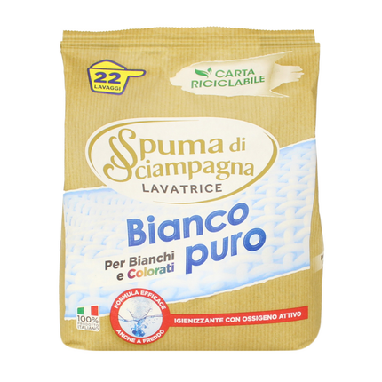 SPUMA DI SCIAMPAGNA SACCO DETERSIVO POLVERE BUCATO LAVATRICE BIANCO PURO 22 LAVAGGI