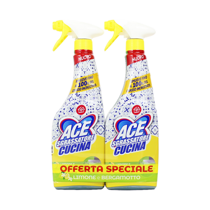 ACE SPRAY SGRASSATORE CUCINA LIMONE e BERGAMOTTO 2 PEZZI DA 600 ML