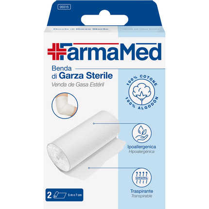 FARMAMED BENDA DI GARZA STERILE M 5 x 7 CM 2 PEZZI