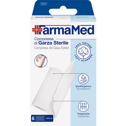 FARMAMED COMPRESSA DI GARZA STERILE 18x40 CM 6 PEZZI