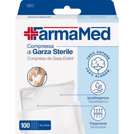 FARMAMED COMPRESSA DI GARZA STERILE 10x10 CM 100 PEZZI