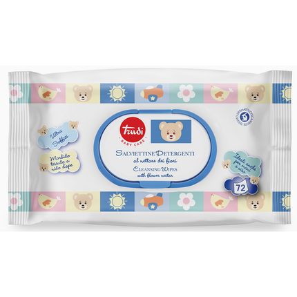 TRUDI BABY CARE 72 SALVIETTE DETERGENTI AL NETTARE DEI FIORI IDEALI PER MANI e VISO
