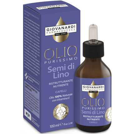 GIOVANARDI FARMACEUTICI OLIO PURISSIMO SEMI DI LINO RISTRUTTURANTE NUTRIENTE CAPELLI 100 ML