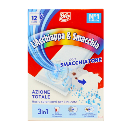 L'ACCHIAPPA & SMACCHIA CON SMACCHIATORE 3in1 SBIANCANTE 12 BUSTE