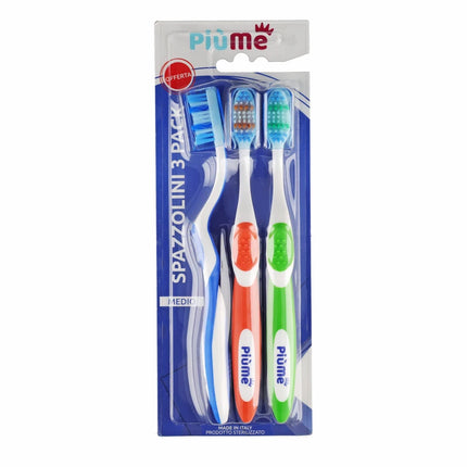 PIUME SPAZZOLINO DA DENTI MEDIO 3 PEZZI