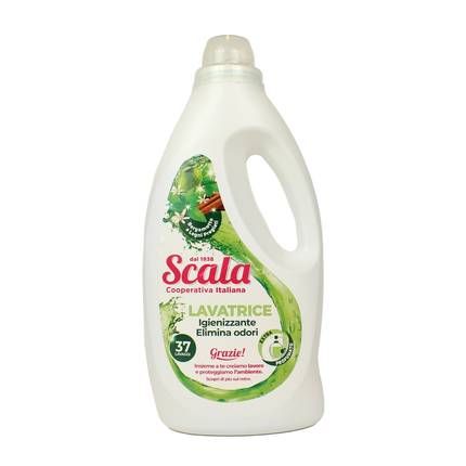 SCALA DETERSIVO LIQUIDO BUCATO LAVATRICE IGIENIZZANTE ELIMINA ODORI BERGAMOTTO e LEGNI PREGIATI 37 LAVAGGI LT 1,5
