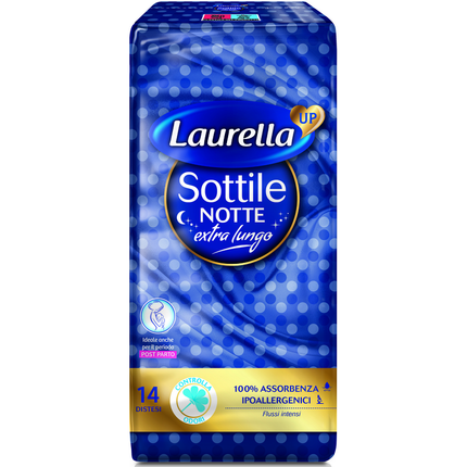 LAURELLA UP SOTTILE NOTTE EXTRA LUNGO DISTESO 14 PEZZI ASSORBENTI
