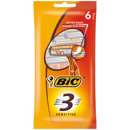 BIC RASOIO SENSITIVE 3 LAME USA & GETTA 6 PEZZI
