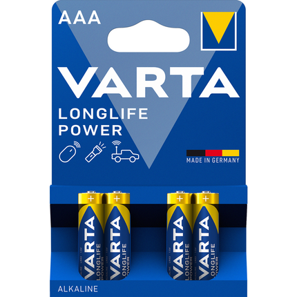 VARTA AAA MINISTILO LONGLIFE POWER ALKALINE BLISTER 4 PEZZI