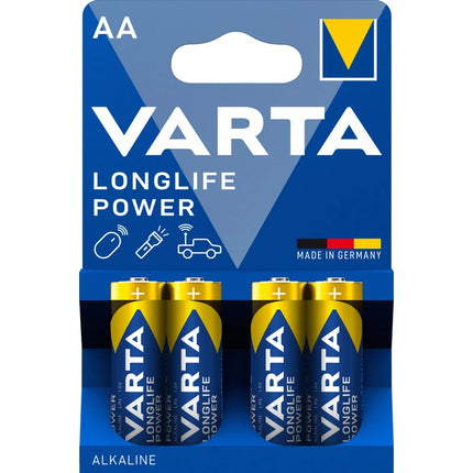 VARTA AA STILO LONGLIFE POWER ALKALINE BLISTER 4 PEZZI