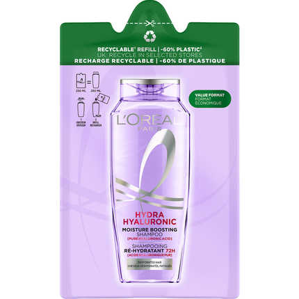 L'OREAL ELVIVE RICARICA POUCHES HYDRA IALURONIC RE IDRATANTE CAPELLI DISIDRATATI 250 ML