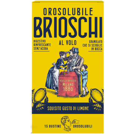 BRIOSCHI DIGESTIVO OROSOLUBILE GUSTO LIMONE GRANULATO CHE SI SCIOGLIE IN BOCCA 15 BUSTINE