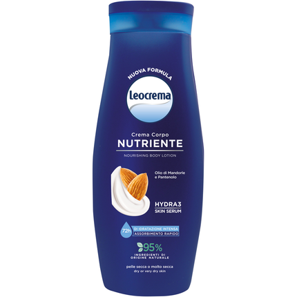 LEOCREMA FLUIDA CREMA CORPO NUTRIENTE OLIO DI MANDORLE E PANTENOLO PELLE SECCA o MOLTO SECCA 400 ML
