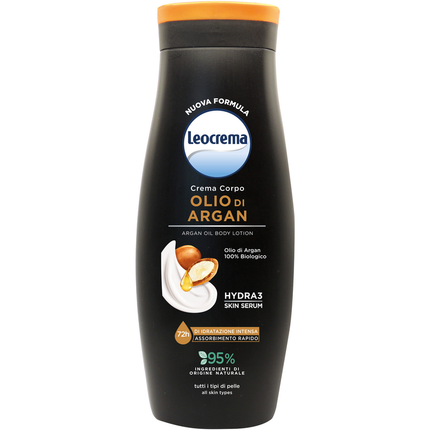 LEOCREMA FLUIDA CREMA CORPO OLIO DI ARGAN 100% BIOLOGICO TUTTI I TIPI DI PELLE 400 ML