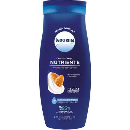 LEOCREMA FLUIDA CREMA CORPO NUTRIENTE CON OLIO DI MANDORLE e PANTENOLO PELLE SECCA o MOLTO SECCA 250 ML