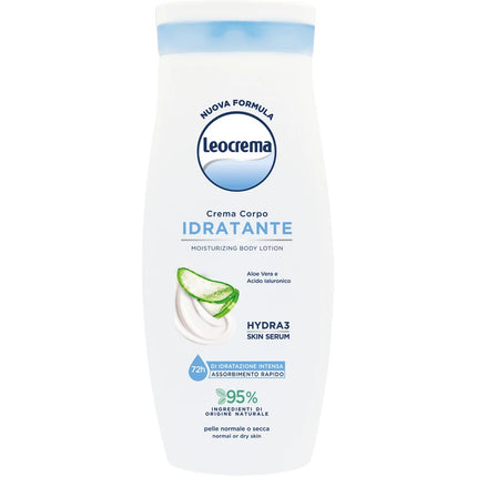 LEOCREMA FLUIDA CREMA CORPO IDRATANTE CON ALOE VERA e ACIDO IALURONICO PELLE NORMALE o SECCA 250 ML