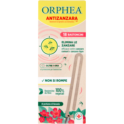 ORPHEA ANTIZANZARA 18 BASTONCINI AL GERANIO USO DOMESTICO