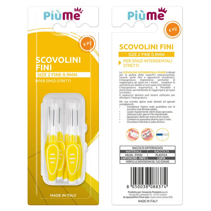 PIUME 6 SCOVOLINI INTERDENTALI FINI 0,9 MM SPAZI STRETTI