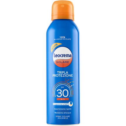 LEOCREMA SOLARE TRIPLA PROTEZIONE SPF30 RESISTENTE ALL'ACQUA BOMBOLA SPRAY 150 ML