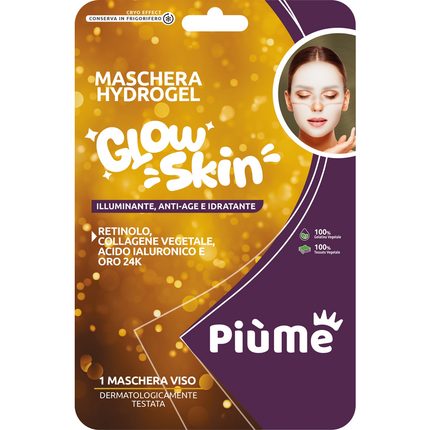 PIUME MASCHERA VISO HYDROGEL GLOW SKIN ILLUMINANTE ANTI-AGE IDRATANTE 1 PEZZO