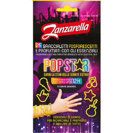 ZANZARELLA 25 BRACCIALETTI POP STAR FOSFORESCENTI E PROFUMATI CON OLI ESSENZIALI