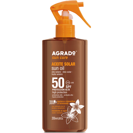 AGRADO SOLAR ACEITE - OLIO - SPF50 RESISTENTE ALL'ACQUA TRIGGER 200 ML