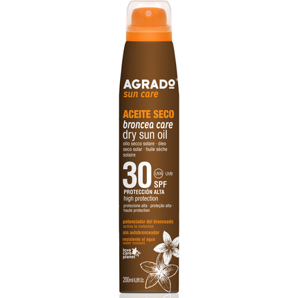 AGRADO SOLAR ACEITE SECO -OLIO SECCO- SPF30 RESISTENTE ALL'ACQUA 200 ML