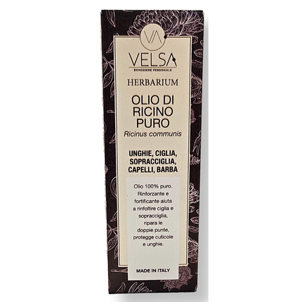 VELSA OLIO DI RICINO PURO 100% RINFORZANTE E FORTIFICANTE UNGHIE, CIGLIA, SOPRACCIGLIA, CAPELLI, BARBA 50 ML